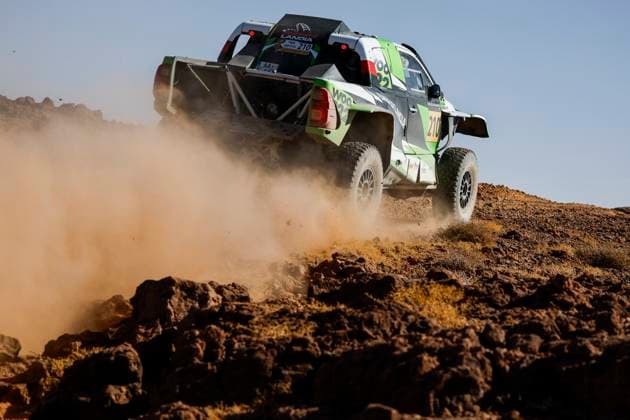 W2RC - RALLYE DU MAROC 2025 210 GOCZAL Eryk (POL), GOSPODARCZYK Szymon (POL), Energylandia Rally Team, Toyota Hilux, FIA W2RC, Ultimate T1+, action during the Stage 3 of the Rallye du Maroc 2025, 5th round of the 2025 WR2C on October 15, 2025 around Erfoud, Morocco - ErfoudMorocco Copyright: xJULIENxDELFOSSEx