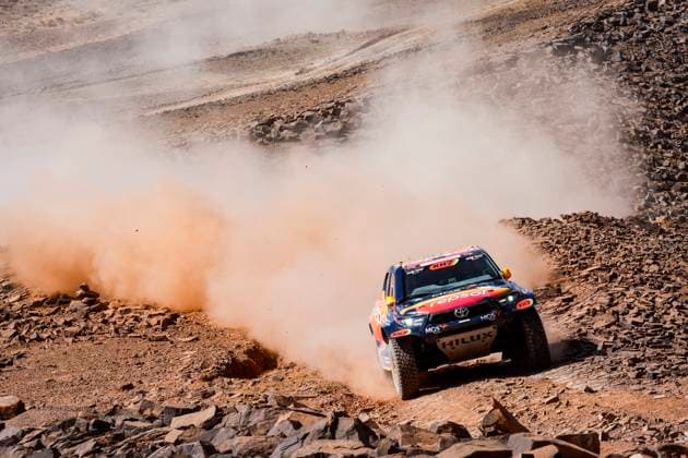 W2RC - RALLYE DU MAROC 2025 230 ESTEVE Isidre (ESP), VILLALOBOS JosÃ Maria (ESP), Repsol Toyota Rally Team, Toyota Hilux, FIA, Ultimate T1+, action during the Stage 3 of the Rallye du Maroc 2025, 5th round of the 2025 WR2C on October 15, 2025 around Erfoud, Morocco - ErfoudMorocco  Copyright: xJULIENxDELFOSSEx