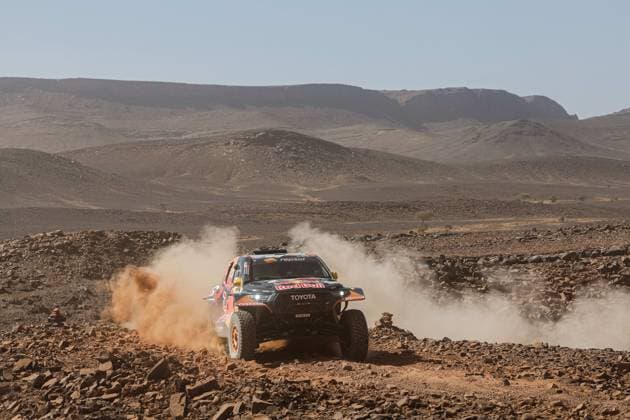 W2RC - RALLYE DU MAROC 2025 205 QUINTERO Seth (USA), SHORT Andrew (USA), Toyota Gazoo Racing W2RC, Toyota Hilux, FIA W2RC, Ultimate T1+, action during the Stage 3 of the Rallye du Maroc 2025, 5th round of the 2025 WR2C on October 15, 2025 around Erfoud, Morocco - ErfoudMorocco Copyright: xFREDERICxLExFLOCxHx