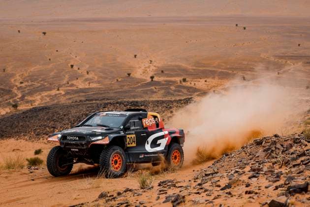 W2RC - RALLYE DU MAROC 2025 204 LATEGAN Henk (RSA), CUMMINGS Brett (RSA), Toyota Gazoo Racing W2RC, Toyota Hilux, FIA W2RC, Ultimate T1+, action during the Stage 4 of the Rallye du Maroc 2025, 5th round of the 2025 WR2C on October 16, 2025 around Erfoud, Morocco - ErfoudMorocco  Copyright: xJULIENxDELFOSSEx
