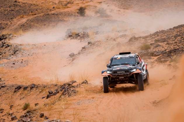 W2RC - RALLYE DU MAROC 2025 204 LATEGAN Henk (RSA), CUMMINGS Brett (RSA), Toyota Gazoo Racing W2RC, Toyota Hilux, FIA W2RC, Ultimate T1+, action during the Stage 4 of the Rallye du Maroc 2025, 5th round of the 2025 WR2C on October 16, 2025 around Erfoud, Morocco - ErfoudMorocco  Copyright: xJULIENxDELFOSSEx