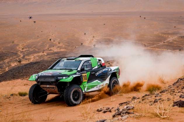 W2RC - RALLYE DU MAROC 2025 210 GOCZAL Eryk (POL), GOSPODARCZYK Szymon (POL), Energylandia Rally Team, Toyota Hilux, FIA W2RC, Ultimate T1+, action during the Stage 4 of the Rallye du Maroc 2025, 5th round of the 2025 WR2C on October 16, 2025 around Erfoud, Morocco - ErfoudMorocco Copyright: xJULIENxDELFOSSEx