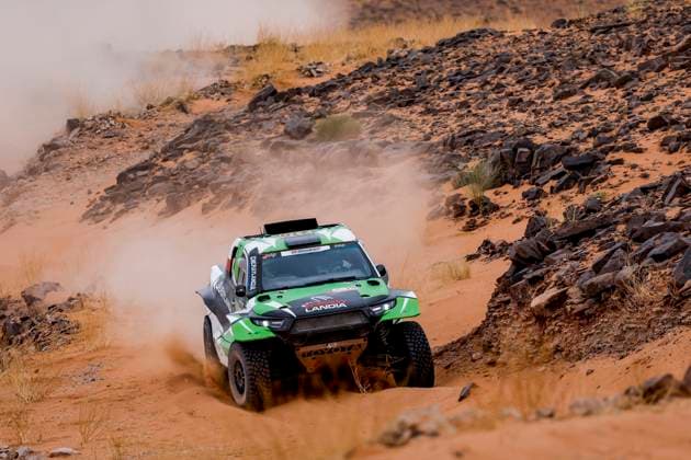 W2RC - RALLYE DU MAROC 2025 210 GOCZAL Eryk (POL), GOSPODARCZYK Szymon (POL), Energylandia Rally Team, Toyota Hilux, FIA W2RC, Ultimate T1+, action during the Stage 4 of the Rallye du Maroc 2025, 5th round of the 2025 WR2C on October 16, 2025 around Erfoud, Morocco - ErfoudMorocco Copyright: xJULIENxDELFOSSEx