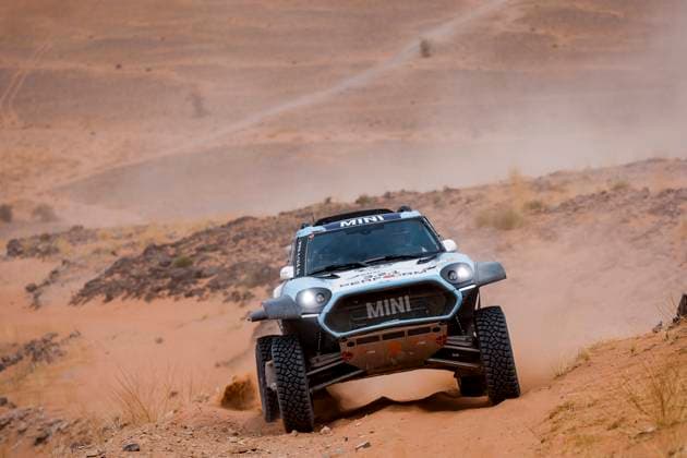 W2RC - RALLYE DU MAROC 2025 224 BAUD Lionel (FRA), BAUD Lucie (FRA), X-Raid Mini JCW, Mini JCW Rally 3.0D, FIA W2RC, Ultimate T1+, action during the Stage 4 of the Rallye du Maroc 2025, 5th round of the 2025 WR2C on October 16, 2025 around Erfoud, Morocco - ErfoudMorocco Copyright: xJULIENxDELFOSSEx