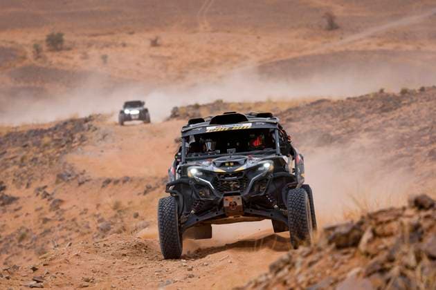 W2RC - RALLYE DU MAROC 2025 411 GONZALEZ FERIOLI Jeremias (arg), RINALDI Gonzalo (arg), Can-Am Factory Team, BRP Can-Am Maverick R, , SSV1, action during the Stage 4 of the Rallye du Maroc 2025, 5th round of the 2025 WR2C on October 16, 2025 around Erfoud, Morocco - ErfoudMorocco Copyright: xJULIENxDELFOSSEx