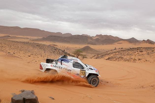 W2RC - RALLYE DU MAROC 2025 233 GARCES Hernan (CHI), LATRACH Juan Pablo (CHI), Overdrive Racing, Toyota Hilux, FIA, Ultimate T1+, action, during the Stage 4 of the Rallye du Maroc 2025, 5th round of the 2025 WR2C on October 16, 2025 around Erfoud, Morocco - ErfoudMorocco Copyright: xFREDERICxLExFLOCxHx