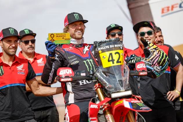 W2RC - RALLYE DU MAROC 2025 VAN BEVEREN Adrien (FRA), Monster Energy Honda HRC, Honda CRF 450, FIM W2RC, RallyGP, portrait during the Stage 5 of the Rallye du Maroc 2025, 5th round of the 2025 WR2C on October 17, 2025 around Erfoud, Morocco - ErfoudMorocco Copyright: xJULIENxDELFOSSEx