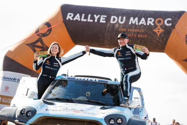 W2RC - RALLYE DU MAROC 2025 224 BAUD Lionel (FRA), BAUD Lucie (FRA), X-Raid Mini JCW, Mini JCW Rally 3.0D, FIA W2RC, Ultimate T1+, portrait during the Stage 5 of the Rallye du Maroc 2025, 5th round of the 2025 WR2C on October 17, 2025 around Erfoud, Morocco - ErfoudMorocco Copyright: xJULIENxDELFOSSEx