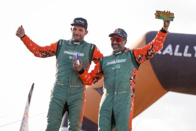 W2RC - RALLYE DU MAROC 2025 200 AL-ATTIYAH Nasser (QAT), LURQUIN Fabian (BEL), The Dacia Sandriders, Dacia Sandrider, FIA W2RC, Ultimate T1+, portrait during the Stage 5 of the Rallye du Maroc 2025, 5th round of the 2025 WR2C on October 17, 2025 around Erfoud, Morocco - ErfoudMorocco Copyright: xJULIENxDELFOSSEx