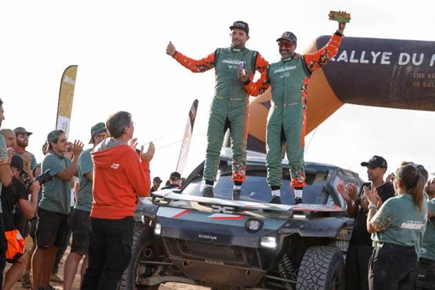 W2RC - RALLYE DU MAROC 2025 200 AL-ATTIYAH Nasser (QAT), LURQUIN Fabian (BEL), The Dacia Sandriders, Dacia Sandrider, FIA W2RC, Ultimate T1+, portrait during the Stage 5 of the Rallye du Maroc 2025, 5th round of the 2025 WR2C on October 17, 2025 around Erfoud, Morocco - ErfoudMorocco Copyright: xJULIENxDELFOSSEx