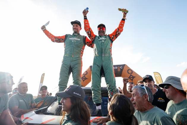 W2RC - RALLYE DU MAROC 2025 200 AL-ATTIYAH Nasser (QAT), LURQUIN Fabian (BEL), The Dacia Sandriders, Dacia Sandrider, FIA W2RC, Ultimate T1+, portrait during the Stage 5 of the Rallye du Maroc 2025, 5th round of the 2025 WR2C on October 17, 2025 around Erfoud, Morocco - ErfoudMorocco Copyright: xJULIENxDELFOSSEx