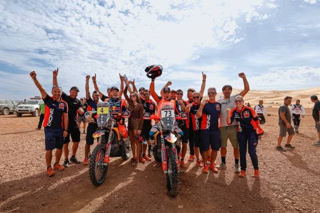 W2RC - RALLYE DU MAROC 2025 SANDERS Daniel (AUS), Red Bull KTM Factory Racing, KTM 450 Rally Factory, FIM W2RC, RallyGP, portrait, CANET Edgar (ESP), Red Bull KTM Factory Racing, KTM 450 Rally Factory, FIM W2RC, Rally2 Junior, portrait, during the Stage 5 of the Rallye du Maroc 2025, 5th round of the 2025 WR2C on October 17, 2025 around Erfoud, Morocco - ErfoudMorocco Copyright: xFREDERICxLExFLOCxHx