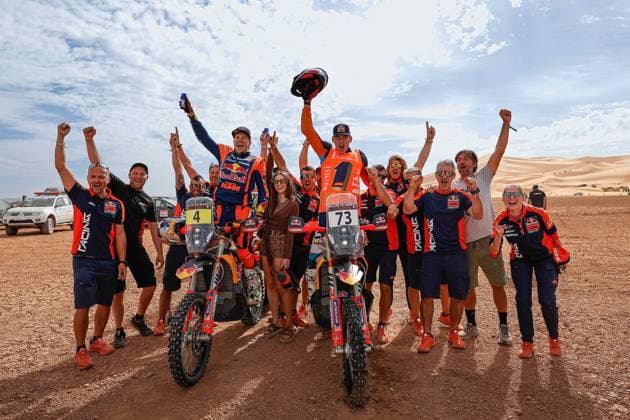 W2RC - RALLYE DU MAROC 2025 SANDERS Daniel (AUS), Red Bull KTM Factory Racing, KTM 450 Rally Factory, FIM W2RC, RallyGP, portrait, CANET Edgar (ESP), Red Bull KTM Factory Racing, KTM 450 Rally Factory, FIM W2RC, Rally2 Junior, portrait, during the Stage 5 of the Rallye du Maroc 2025, 5th round of the 2025 WR2C on October 17, 2025 around Erfoud, Morocco - ErfoudMorocco Copyright: xFREDERICxLExFLOCxHx