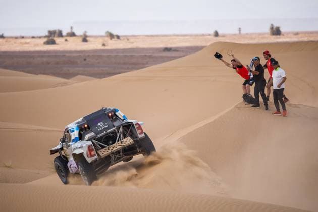 W2RC - RALLYE DU MAROC 2025 203 YACOPINI Juan Cruz (ARG), OLIVERAS Daniel (ESP), SVR, Toyota Hilux IMT Evo, FIA W2RC, Ultimate T1+, action, during the Stage 5 of the Rallye du Maroc 2025, 5th round of the 2025 WR2C on October 17, 2025 around Erfoud, Morocco - ErfoudMorocco Copyright: xFREDERICxLExFLOCxHx