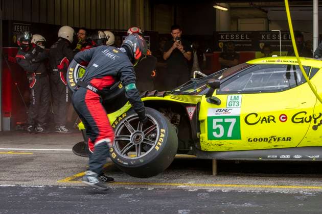 AUTOMOBILE : 4 Heures de Portimao - European Le Mans Series - 18 10 2025 57 Kessel Racing (CHE) Ferrari 296 (LMGT3) driven by Takeshi Kimura (JPN) Ben Tuck (GBR) Daniel Serra (BRA), during the 2025 4 Hours of Portimao, the 6th round of the European Le Mans Series Championship from October 15 to 18, 2025, at the Algarve International Circuit in Portugal. PORTIMAOPortugal  Copyright: xMPSxAGENCYx