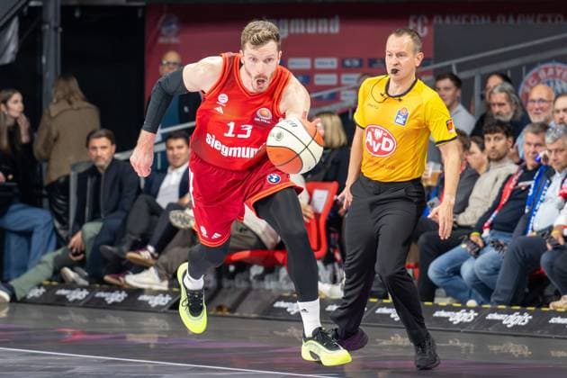 Andreas Obst 13 FC Bayern Basketball with open mouth, Action, FC Bayern Basketball vs Basketball Loewen Braunschweig, BBL Pokal, Round of 16, 20 10 2025 Munich Bavaria Germany Copyright: xkolbert-press UlrichxGamelx