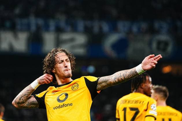 Goal celebration after scoring 1 4 Fabio Silva Borussia Dortmund, 21 DEN, FC Copenhagen vs Borussia Dortmund, Football, UEFA Champions League, Matchday 3, 2025 2026 season, 21 10 2025 DEN, FC Copenhagen vs Borussia Dortmund, Football, UEFA Champions League, Matchday 3, 2025 2026 season, 21 10 2025 Copenhagen Copyright: xEibner-Pressefoto MarcelxvonxFehrnx EP_MFN