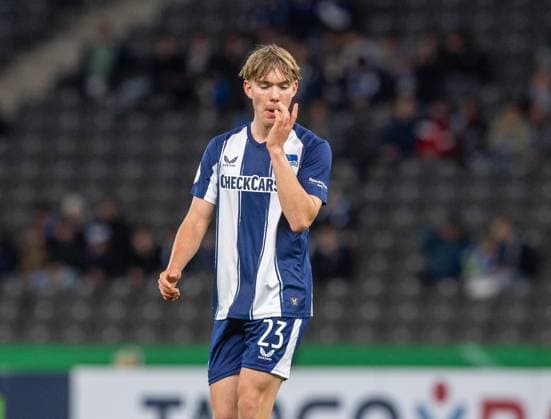 Soccer, Men, Season 2025 2026, DFB Pokal 2 Round , Hertha BSC SV Elversberg, Kennet Eichhorn Hertha BSC , 28 10 2025, Copyright: xSebastianxRäppold MatthiasxKochx