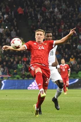 International Friendly, Länderspiel, Nationalmannschaft Russia - Cote d Ivoire KRASNODAR, RUSSIA - MARCH 24: Alexander Bukharov (L) of Russia in action against Simon Deli (R) of Cote d Ivoire s during the friendly football match at Krasnodar Stadium, in Krasnodar, Russia, on March 24,2017. Krasnodar Rusya. Editorial use only. Please get in touch for any other usage. Copyright: x2025xAnadoluxElenaxSineokx