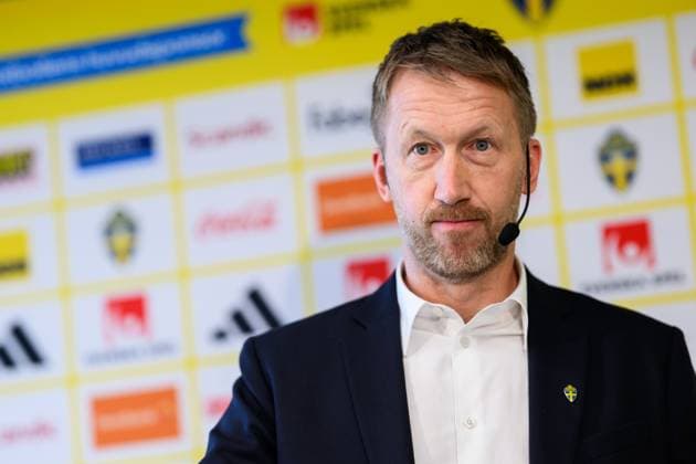 251105 Head coach Graham Potter of the Swedish men s national football team during a press conference on November 5, 2025 in Stockholm Photo Jesper Zerman BILDBYRAN kod JZ JZ0636 fotboll football soccer fotball vm kval kval fifa world cup qualifier qualifier presskonferens press conference sverige sweden sverige a bbeng  Copyright: JESPERxZERMAN BB251105JZ027