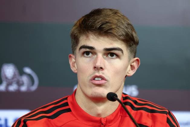 Belgium s Charles De Ketelaere pictured during a press moment of the Red Devils, the Belgian national soccer team, at the Proximus Basecamp in Tubize, Wednesday 12 November 2025. The team is preparing for the matches against Kazachtstan (15 11) and Liechtenstein (18 11). BRUNOxFAHY x141070960x