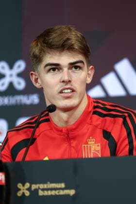 Belgium s Charles De Ketelaere pictured during a press moment of the Red Devils, the Belgian national soccer team, at the Proximus Basecamp in Tubize, Wednesday 12 November 2025. The team is preparing for the matches against Kazachtstan (15 11) and Liechtenstein (18 11). BRUNOxFAHY x141071042x