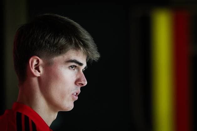 Belgium s Charles De Ketelaere pictured during a press moment of the Red Devils, the Belgian national soccer team, at the Proximus Basecamp in Tubize, Wednesday 12 November 2025. The team is preparing for the matches against Kazachtstan (15 11) and Liechtenstein (18 11). BRUNOxFAHY x141073910x