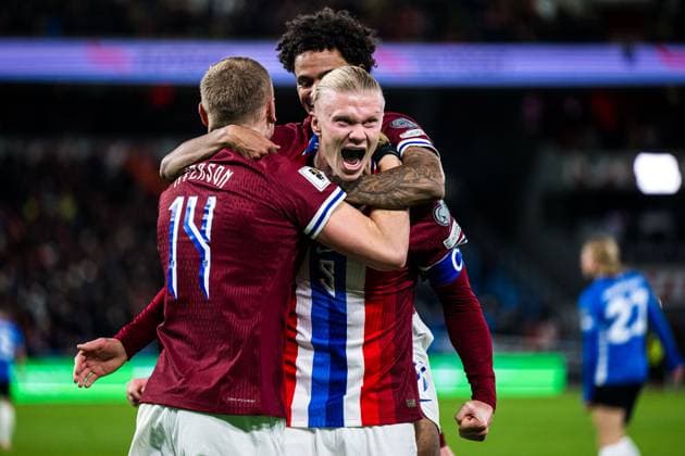 251113 Erling Braut Haaland of Norway celebrates after scoring the 3 0 goal the FIFA World Cup Qualifier football match between Norway and Estonia on November 13, 2025 in Oslo Photo Marius Simensen BILDBYRAN COP 238 VG0831 bbeng estland estonia european qualifiers 2026 fifa world cup qualifiers football fotball jubel norge norway soccer uefa world cup qualifiers vm kval vm kvalik vm kvalifisering  Copyright: MARIUSxSIMENSEN BB251113ZI008