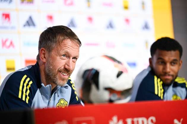 GENEVA , SWITZERLAND 20251114 Swiss national team captain Graham Potter during a press conference at the Stade de Geneve ahead of the World Cup qualifying match against Switzerland tomorrow evening GENÃˆVE SWITZERLAND x10050x  Copyright: xPontusxLundahl TTx SWEDEN NATIONAL FOOTBALL TEAM PRESS CONFERENCE