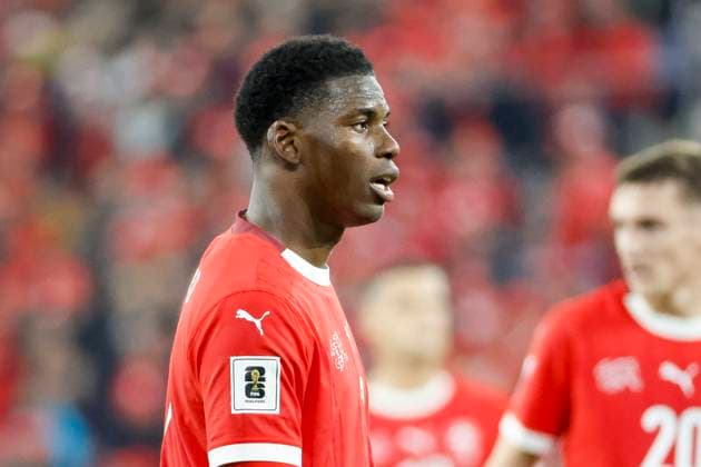 Breel Embolo Switzerland, 07 , Switzerland, FIFA, World Cup Qualification Europe, Group B , Switzerland vs Sweden, 15 11 2025, Stade de Geneve, Geneva, Switzerland Geneva Stade de Geneve Canton Geneva Switzerland Copyright: xGrantxHubbsx
