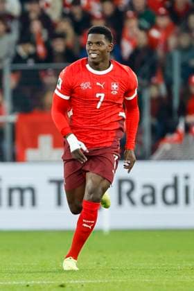 Breel Embolo Switzerland, 07 , Switzerland, FIFA, World Cup Qualification Europe, Group B , Switzerland vs Sweden, 15 11 2025, Stade de Geneve, Geneva, Switzerland Geneva Stade de Geneve Canton of Geneva Switzerland Copyright: xGrantxHubbsx