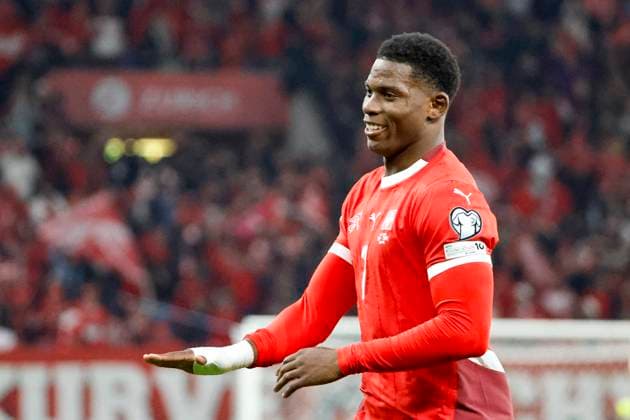 Breel Embolo Switzerland, 07 , Switzerland, FIFA, World Cup Qualification Europe, Group B , Switzerland vs Sweden, 15 11 2025, Stade de Geneve, Geneva, Switzerland Geneva Stade de Geneve Canton Geneva Switzerland Copyright: xGrantxHubbsx