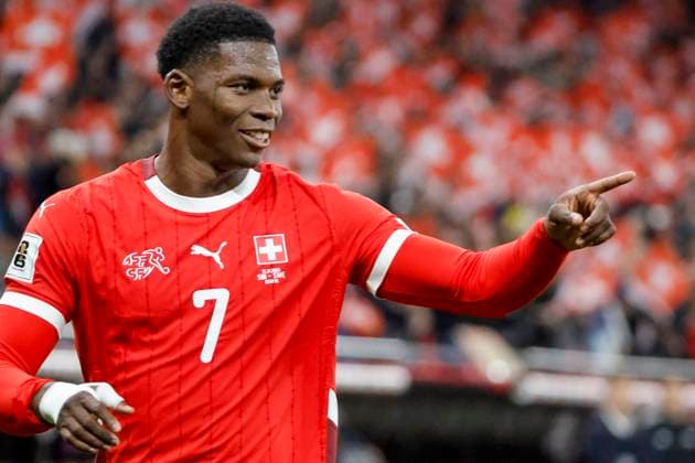 Breel Embolo Switzerland, 07 , Switzerland, FIFA, World Cup Qualification Europe, Group B , Switzerland vs Sweden, 15 11 2025, Stade de Geneve, Geneva, Switzerland Geneva Stade de Geneve Canton Geneva Switzerland Copyright: xGrantxHubbsx