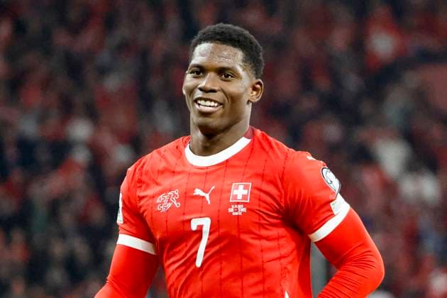 Breel Embolo Switzerland, 07 , Switzerland, FIFA, World Cup Qualification Europe, Group B , Switzerland vs Sweden, 15 11 2025, Stade de Geneve, Geneva, Switzerland Geneva Stade de Geneve Canton Geneva Switzerland Copyright: xGrantxHubbsx