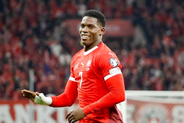 Breel Embolo Switzerland, 07 , Switzerland, FIFA, World Cup Qualification Europe, Group B , Switzerland vs Sweden, 15 11 2025, Stade de Geneve, Geneva, Switzerland Geneva Stade de Geneve Canton Geneva Switzerland Copyright: xGrantxHubbsx