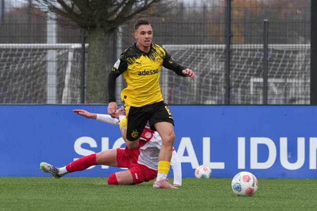 Saturday, 06 12 2025 Season 2025 2026 14 Matchday U19 DFB Youth League at BVB Football Park Hohenbuschei, Dortmund, Germany BV Borussia Dortmund U19 Rot Weiss Essen U19 Ioannis Christos Kostoglou BVB