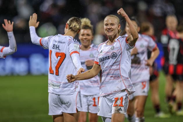 GER, Frankfurt, Eintracht Frankfurt vs FC Bayern Munich, Google Pixel Bundesliga, Football, DFB, Season 2025 2026, Stadion am Brentanobad, 12 Matchday in picture Pernille Harder Bayern Munich 21 scores the goal for 3 0, Cheers, joy and emotions DFB DFL REGULATIONS PROHIBIT ANY USE OF PHOTOGRAPHS AS IMAGE SEQUENCES AND OR QUASI VIDEO, 07 12 2026 Copyright: HMBxMedia HendrikxHamelau