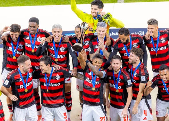 Qatar Soccer FIFA Challenger Cup 2025, Final CR Flamengo Brazil vs Pyramids FC Egypt Ahmed Bin Ali Stadium Al Rayyan , Doha, December 13, 2025 CR Flamengo are crowned champions following the final match of the tournament Copyright: xRedhaxHosnixSegganix