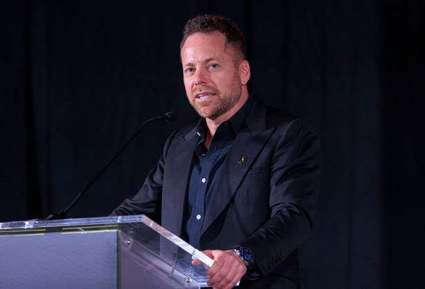 December 15, 2025, Los Angeles, California, USA: Marc Dos Santos, the new head coach of Los Angeles Football Club, speaks to the media during a press conference, PK, Pressekonferenz at BMO Stadium in Los Angeles, California on Monday December 15, 2025. JAVIER ROJAS PI Los Angeles USA - ZUMAp124 20251215_zaa_p124_020 Copyright: xJavierxRojasx