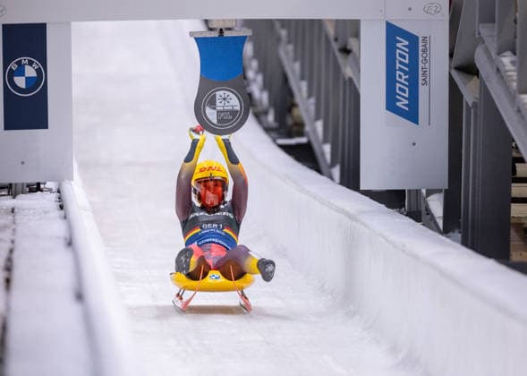 picture Julia Taubitz GER 20 12 2025 luge 3 FIL Eberspächer Luge World Cup, Mount Van Hoevenberg Olympic Bobsled Run, Lake Placid, USA Mixed Singles photographer FIL Michael Kristen