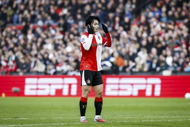 ROTTERDAM - Ayase Ueda of Feyenoord during the Dutch Eredivisie match between Feyenoord and FC Twente at Feyenoord Stadium De Kuip on December 21, 2025, in Rotterdam, Netherlands. ANP BAS CZERWINSKI Eredivisie 2025-2026 xVIxANPxSportx xxANPxIVx 545492009 originalFilename: 545492009