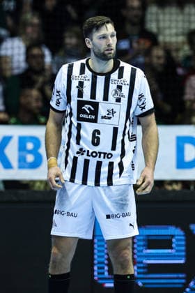 Harald Reinkind THW Kiel,6 Handball Bundesliga season 2025 2026 SC Magdeburg vs THW Kiel at the GETEC Arena in Magdeburg single image,action,handball,Germany,23 12 2025