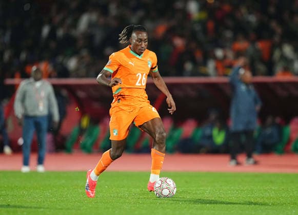 Yan Diomande Côte d Ivoire controls the ball during the Africa Cup Of Nations match between Ivory Coast and Cameroon at Marrakesh Stadium on December 28, 2025 in Marrakech, Morocco Photo by Thor Wegner DeFodi Images