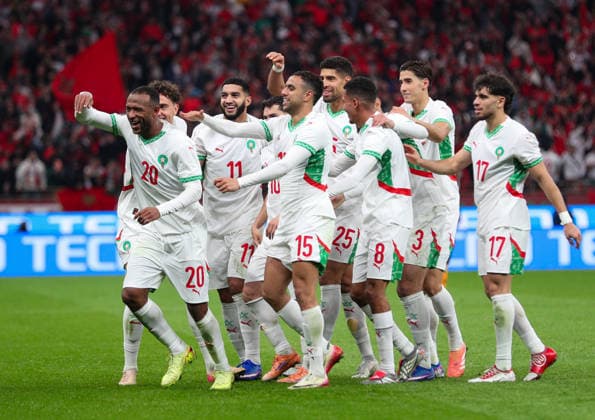 Soccer Africa Cup 2025, Preliminary round, Group A, Matchday 3 Zambia vs Morocco CAF Africa Cup of Nations AFCON Stade Prince Moulay Abdallah Rabat Morocco Goal celebration Ayoub El Kaabi Morocco, 20 Brahim Diaz Brahim Diaz Morocco, 10 Mohamed Chibi Morocco, 15 Oussama Targhalline Morocco, 14 Azzedine Ounahi Morocco, 8 Abde Ezzalzouli Morocco, 17 Mohamed Chibi Morocco, 15 Copyright: xOumaimaxSouaidix