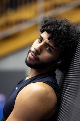 HAKRO Merlins Crailsheim Tigers Tuebingen, Men, 2 Bundesliga, Barmer 2 Basketball Bundesliga, pro A, 16 Matchday, Season 2025 2026, 03 01 2026 Patrick Emilien Tigers Tuebingen, 15 at the warm-up on the sidelines of the court