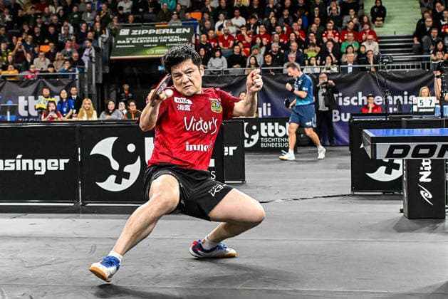 GER, Liebherr Pokal Final Four 2026 04 01 2026, ratiopharm arena, Neu Ulm, GER, Liebherr Pokal Final Four 2026, semi-final, TTF Liebherr Ochsenhausen vs 1 FC Saarbrücken TT im Bild Zhendong Fan Saarbruecken nordphotoxGmbHx xHafner nph00200