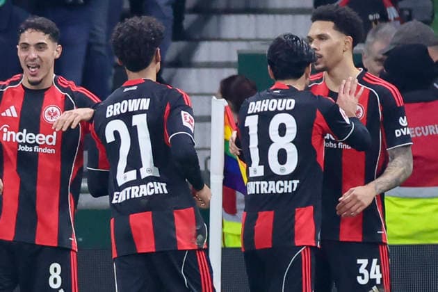 Nnamdi Collins Eintracht Frankfurt celebrates his goal with teammates, Bundesliga, SV Werder Bremen v Eintracht Frankfurt, Weserstadion, January 16, 2026 in Bremen, Germany Photo by Marco Steinbrenner DeFodi Images Nnamdi Collins Eintracht Frankfurt celebrates his goal with teammates, Bundesliga, SV Werder Bremen v Eintracht Frankfurt, Weserstadion, January 16, 2026 in Bremen, Germany Photo by Marco Steinbrenner DeFodi Images DFL regulations prohibit any use of photographs as image sequences and or quasi video