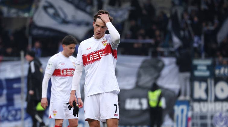 18 01 2026, Germany, Aspach Football VfB Stuttgart II vs MSV Duisburg, Lauri Lukas Penna VfB II disappointed