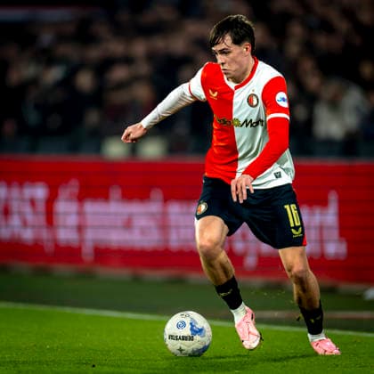 SC Feyenoord Rotterdam forwarder Leo Sauer during the match SC Feyenoord Rotterdam vs Sparta Rotterdam at the Stadium De Kuip for the Dutch Vriendenloterij Eredivisie season 2025 2026 in ROTTERDAM, Netherlands on 18 January 2026, photo by Marcel van Dorst EYE4images DeFodi Images
