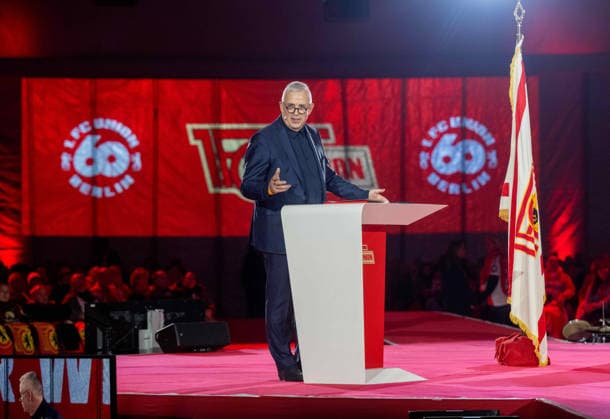 Soccer, Men, Season 2025 2026, 1 Bundesliga 1 FC Union Berlin, Ceremony in the marquee in the stadium An der Alten Försterei on the occasion of the 60th anniversary of the club on January 20, 2026, in the picture President Dirk Zingler, 20 01 2026, Copyright: xMatthiasxKochx
